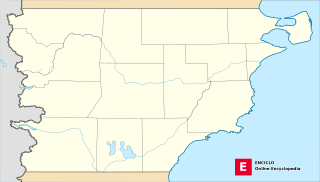 Mapa de la provincia de Chubut en Argentina, Península Valdés en la esquina superior derecha