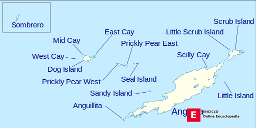 Mapa de ubicación de las islas de Anguila