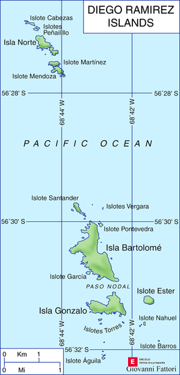 Mapa de las Islas Diego Ramírez