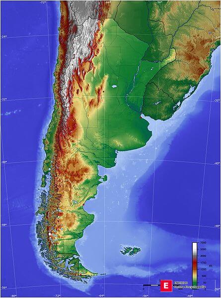 Mapa topográfico de Argentina