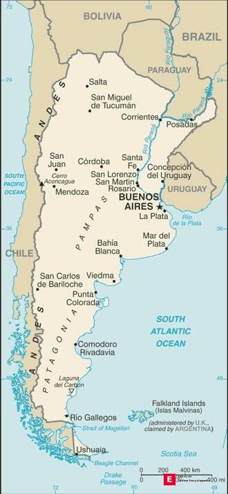 Mapa de Argentina de la CIA