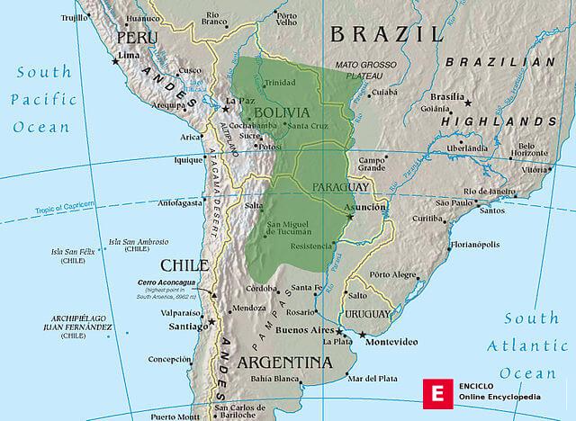 Ubicación aproximada del Gran Chaco