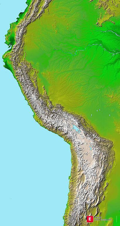 Topografía de los Andes a partir de un modelo digital de elevación