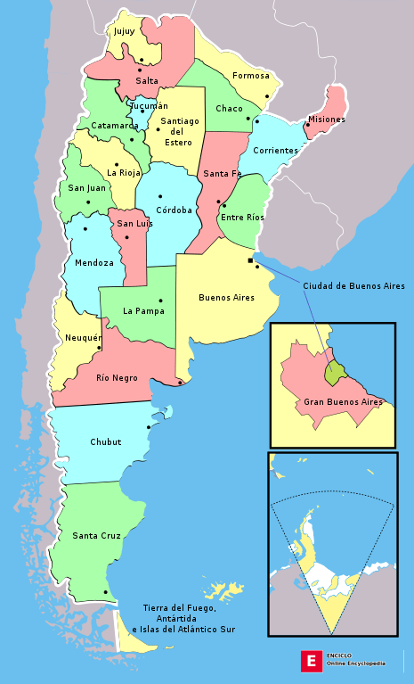 Mapa político de Argentina