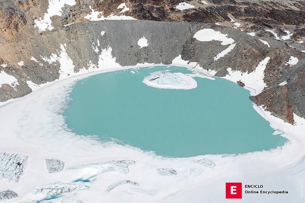 Vista aérea del Glaciar Ojo del Albino, Andes del Sur, Provincia de Tierra del Fuego, Argentina