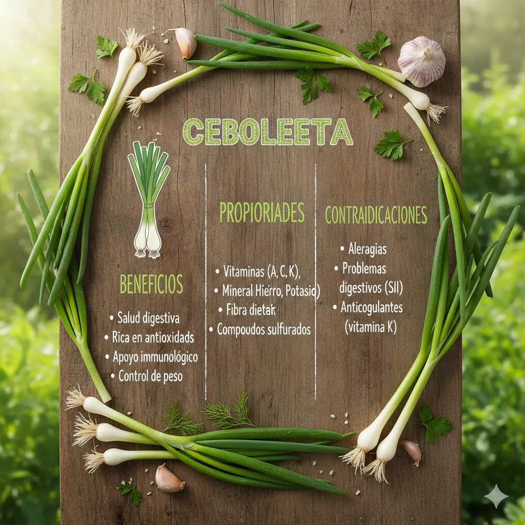 Cebolleta beneficios, propiedades, contraindicaciones